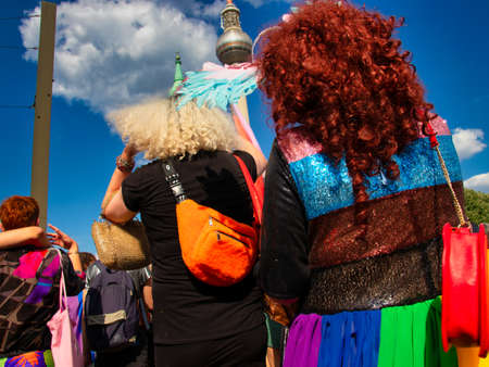 Berlin, Germany - June 26, 2021 - People at the Christopher Streer Day (CSD) demonstration in Berlinのeditorial素材