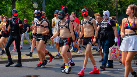 Berlin, Germany - July 24, 2021 - Inside the crowd of the Christopher Street Dayのeditorial素材