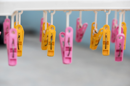 Cloth pin clamp multi colourの写真素材