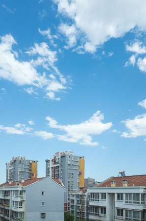 Blue sky and white clouds in Beijing, Chinaの写真素材