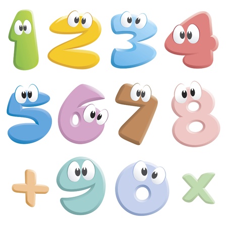 illustration of a set of jolly cartoon numbers for design elements.のイラスト素材