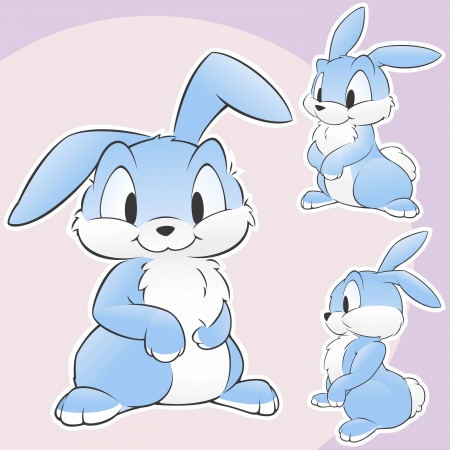 illustration of a set of cute cartoon rabbits for design elements  Grouped and layered for easy editingのイラスト素材