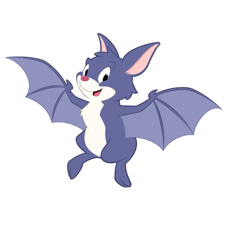 Vector illustration of a cute cartoon bat. Isolated objects for design element