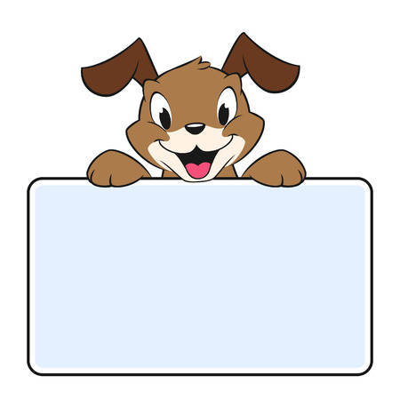 Vector illustration of a cartoon dog with a blank signのイラスト素材
