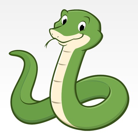 Cartoon vector illustration of a green  snake for design elementのイラスト素材