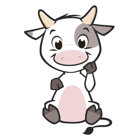 Vector illustration of a cute baby cow for design elementのイラスト素材
