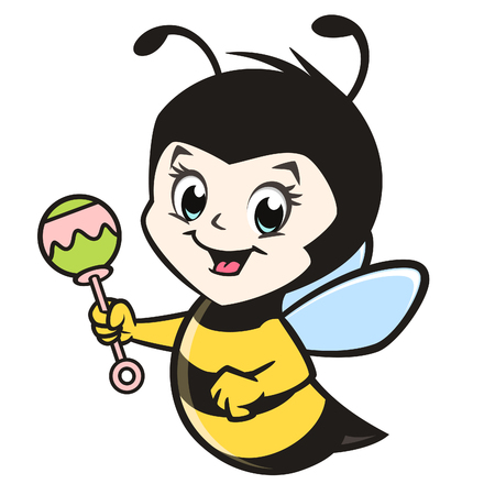 Vector illustration of a cute baby bee for design elementのイラスト素材