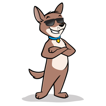 Vector illustration of a cool happy dog with sunglasses for design elementのイラスト素材