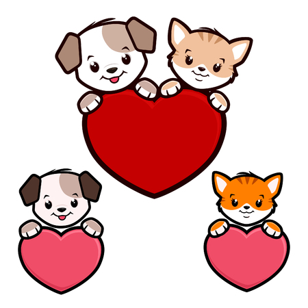 Cute vector icon sign of puppy dog and kitten cat for design elementのイラスト素材