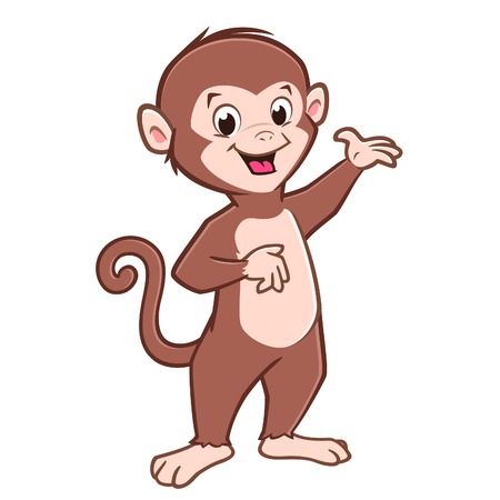 Vector illustration of cartoon cute baby monkey for design elementのイラスト素材