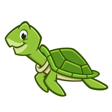 Vector illustration of a cutely smiling cartoon sea turtleのイラスト素材