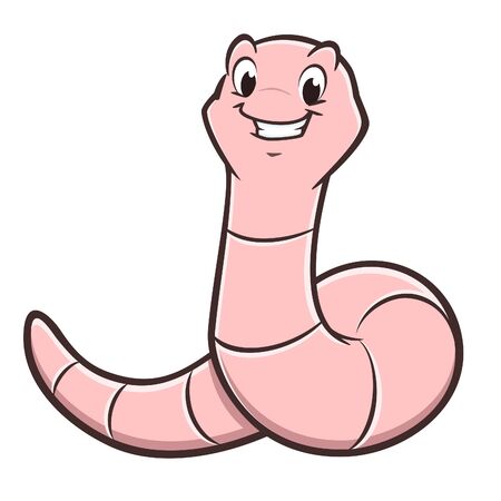 Vector illustration of funny  cartoon earthworm for design elementのイラスト素材