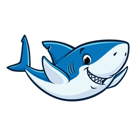 Vector illustration of a funny  friendly shark for design elementのイラスト素材