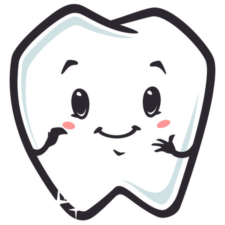 Vector illustration of cute cartoon baby tooth for design element