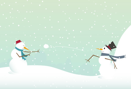Snowman throwing snowballのイラスト素材