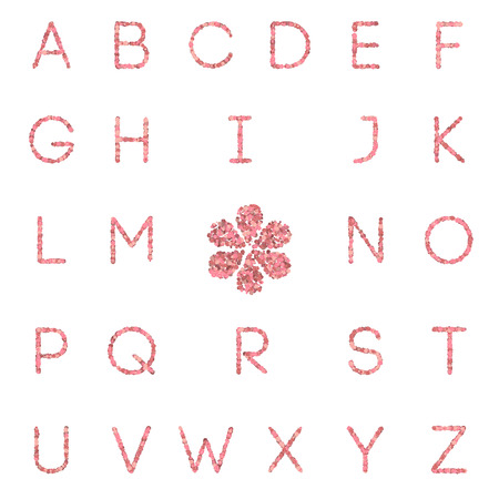 English letters made from pink and red vintage roseの写真素材