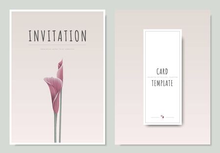 Pink lilies flower, minimal invitation card template designのイラスト素材