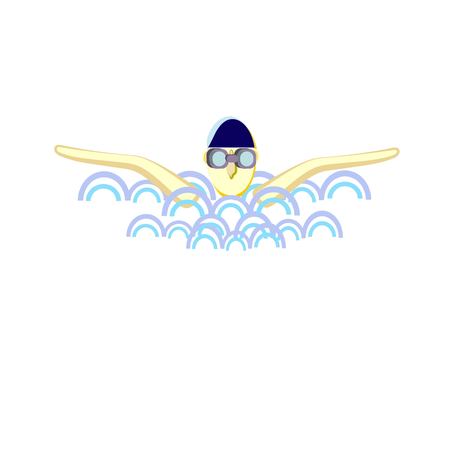 Swimmer cartoon isolated on white background, vector illustration.のイラスト素材