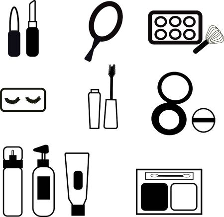 Cosmetic icons on white background, vector illustration.のイラスト素材