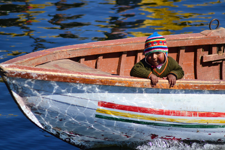 Boy in a boatのeditorial素材