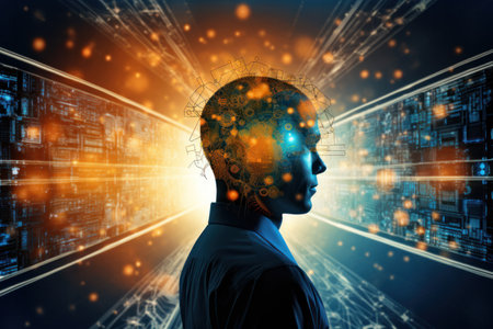 Artificial intelligence and machine learning concept. created using generative AI tools.の素材