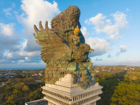 Aerial view of Garuda Wisnu Kencana statue on Bali in Indonesiaの写真素材