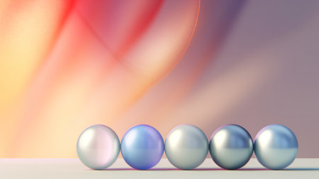 row of pearls on a colorful background. created using generative AI toolsの素材