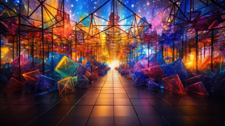 Futuristic background with neon lights. created using generative AI toolsの素材