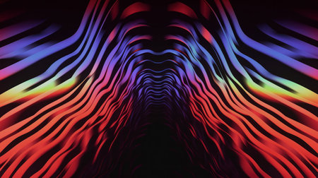 Abstract wavy surface. Futuristic background with glowing lines. created using generative AI toolsの素材