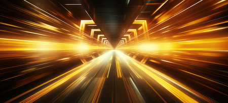 abstract yellow background with speed motion in tunnel. created using generative AI toolsの素材