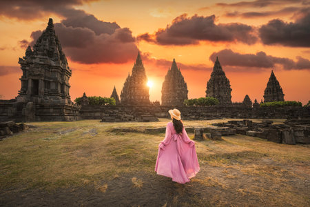 Prambanan is a Hindu temple in Yogyakarta, Java, Indonesia, dedicated to the Trimurti, the Creator, Brahma, Vishnu and Shiva. It is the largest Hindu temple in Indonesia.の写真素材