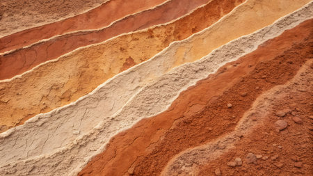 Colorful layers of soil layers in the desert, natural background.の素材
