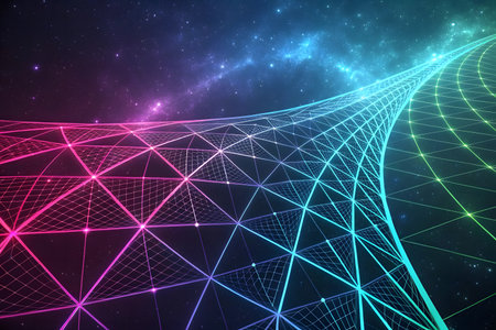 abstract futuristic background with glowing lines and dots. 3d renderingの素材