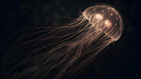 Jellyfish on a dark background. 3d rendering, 3d illustration.の素材