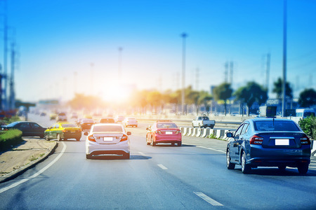 Car driving on the road,Cars a lot on roadの写真素材