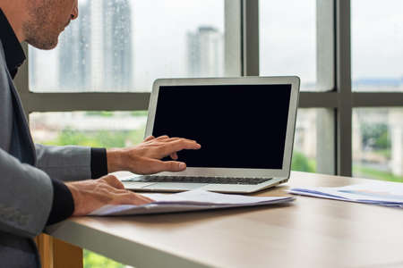 Businessman using computer laptop  working technologyの写真素材