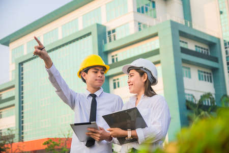 Architect teamwork standing talking successの写真素材
