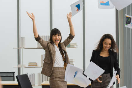 Business women teamwork happy in office business successの写真素材