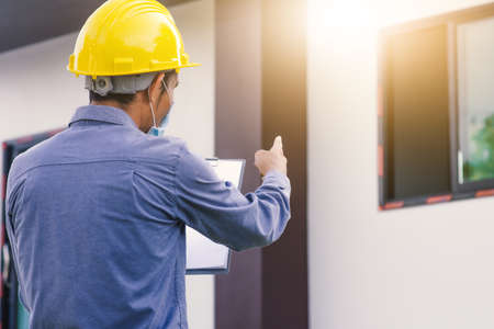 Architecture Engineer engineering inspection on site building constructionの写真素材