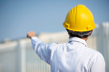 Engineer yellow helmet working outdoor