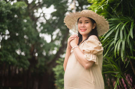 pregnant women travel happy Resort holidaysの写真素材
