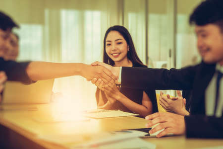 Close up people hands shake business partnership success,Shake hand conceptの写真素材