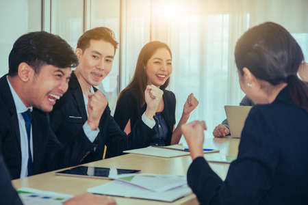 Business team applauds success, business team clapped successfully.の写真素材