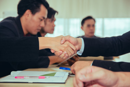 Close up people hands shake business partnership success,Shake hand conceptの写真素材