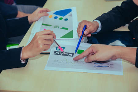Teamwork business meeting business report in officeの写真素材