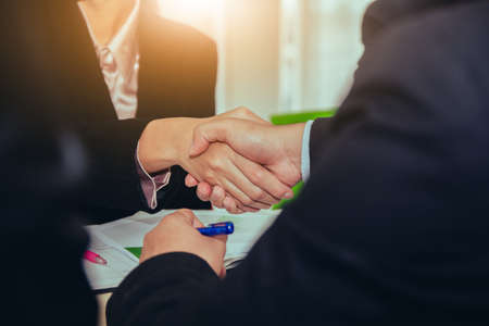 Close up people hands shake business partnership success,Shake hand conceptの写真素材