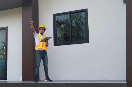 Engineer service on site inspection at home building constructionの写真素材