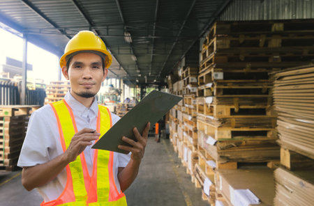 Worker work in Wearhouse raw material for factory industrial