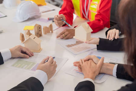 Team business  meeting for  construction house projectの写真素材