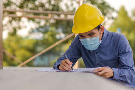 Asian Manager engineer in construction site control building project developmentの写真素材